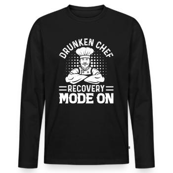 Mode de récupération du chef ivre sur Cooking & Beer Lover - T-shirt manches longues Premium bio Homme - noir - Devant - Nico (187cm)