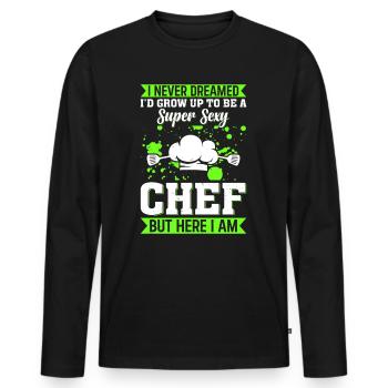 Je n’ai jamais rêvé de devenir un chef super sexy - T-shirt manches longues Premium bio Homme - noir - Devant - Nico (187cm)