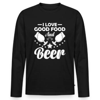 I Love Good Food And Beer Chef Cook Kitchen Cookin - Men's Premium Organic Long Sleeve Shirt - black - Front - Nico (187cm)