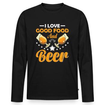 I Love Good Food And Beer Chef Drinking Food Lover - Männer Premium Bio Langarmshirt - Schwarz - Vorne - Nico (187cm)