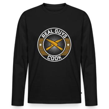 Real Guys Cook Chef Cook Tools Kitchen Knives Chef - Men's Premium Organic Long Sleeve Shirt - black - Front - Nico (187cm)