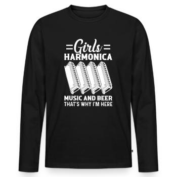 Girls Harmonica Music And Beer That's Why Im Here - Männer Premium Bio Langarmshirt - Schwarz - Vorne - Nico (187cm)