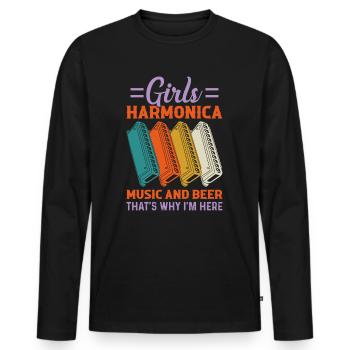 Girls Harmonica Music And Beer That's Why Harmonic - Men's Premium Organic Long Sleeve Shirt - black - Front - Nico (187cm)