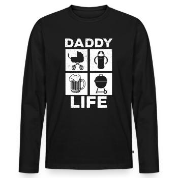 Daddy Life - Griller à la bière Bébé Première fête des pères - T-shirt manches longues Premium bio Homme - noir - Devant - Nico (187cm)