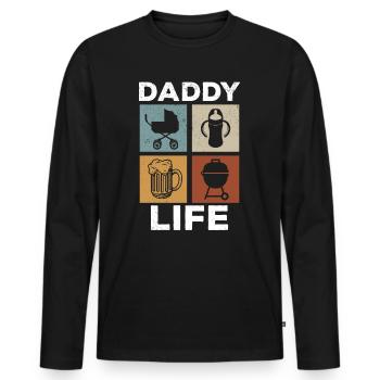 Daddy Life - First Father's Day Daddy Father's Day - Men's Premium Organic Long Sleeve Shirt - black - Front - Nico (187cm)