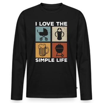 I Love The Simple Life - Happy Fathers Day - Men's Premium Organic Long Sleeve Shirt - black - Front - Nico (187cm)
