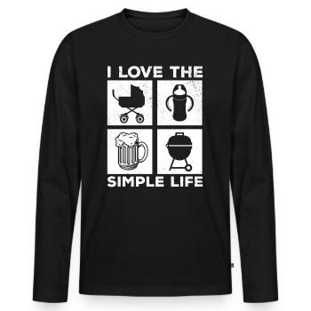 I Love The Simple Life - New Fathers Day - Men's Premium Organic Long Sleeve Shirt - black - Front - Nico (187cm)