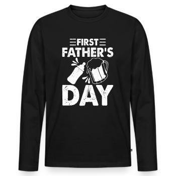 First Father's Day - Beer And Baby Bottle First Fa - Männer Premium Bio Langarmshirt - Schwarz - Vorne - Nico (187cm)