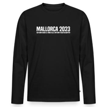 Mallorca 2023 Ich War Dabei - El Arenal Mallorca - Männer Premium Bio Langarmshirt - Schwarz - Vorne - Nico (187cm)