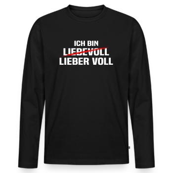 Mallorca - Ich Bin Lieber Voll - Mallorca Party - Männer Premium Bio Langarmshirt - Schwarz - Vorne - Nico (187cm)