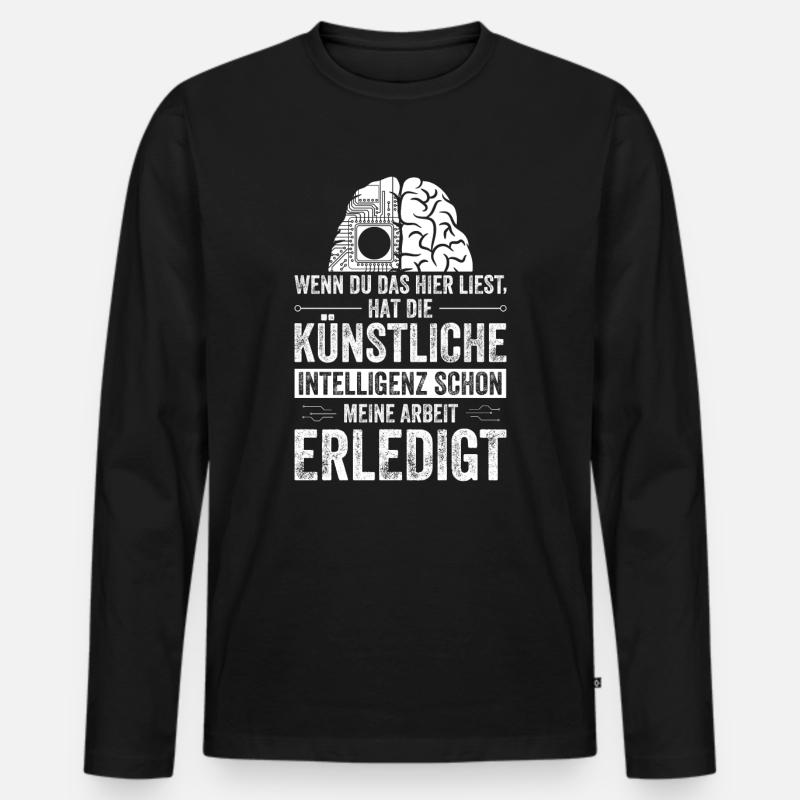 Funny Artificial Intelligence - Männer Premium Bio Langarmshirt - Schwarz