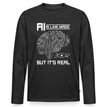 L’IA est comme de la magie, mais elle est réelle - Artificial Intell - T-shirt manches longues Premium bio Homme - anthracite chiné - Devant - Nico (187cm)