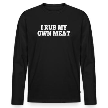 Barbecue drôle - Je frotte ma propre viande - BBQ drôle - T-shirt manches longues Premium bio Homme - noir - Devant - Nico (187cm)