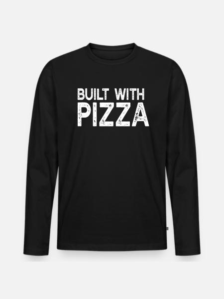 Pizza Lover - Built With Pizza - Funny Pizza - Ekologiczna męska koszulka z długim rękawem Premium - czarny