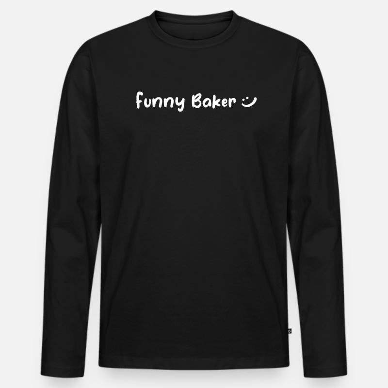 Funny Baker - Bakery Baker - Männer Premium Bio Langarmshirt - Schwarz