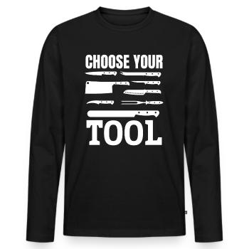 Choose Your Tool Chef Knives Cooking Knives Chefs - Men's Premium Organic Long Sleeve Shirt - black - Front - Nico (187cm)