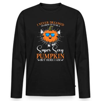 Funny Halloween Pumpkin - Super Sexy Pumpkin - Männer Premium Bio Langarmshirt - Schwarz - Vorne - Nico (187cm)