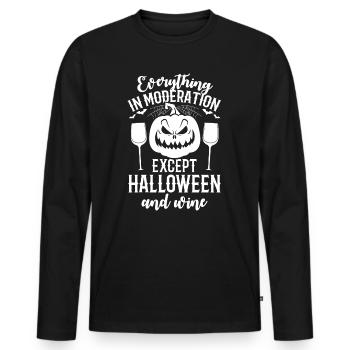 Everything In Moderation Except Halloween And Wine - Men's Premium Organic Long Sleeve Shirt - black - Front - Nico (187cm)