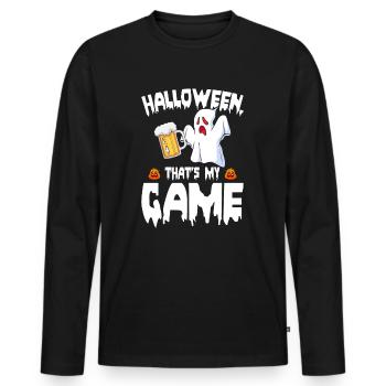 Halloween That's My Game - Halloween Ghost Hallowe - Men's Premium Organic Long Sleeve Shirt - black - Front - Nico (187cm)