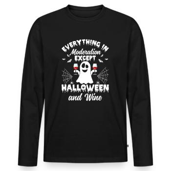 Everything In Moderation Except Halloween & Wine - Men's Premium Organic Long Sleeve Shirt - black - Front - Nico (187cm)