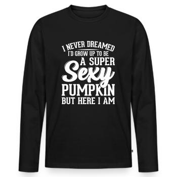 Funny Halloween Pumpkin - Super Sexy Pumpkin - Männer Premium Bio Langarmshirt - Schwarz - Vorne - Nico (187cm)