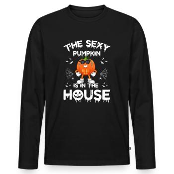 The Sexy Pumpkin Is In The House - Funny Pumpkin H - Men's Premium Organic Long Sleeve Shirt - black - Front - Nico (187cm)