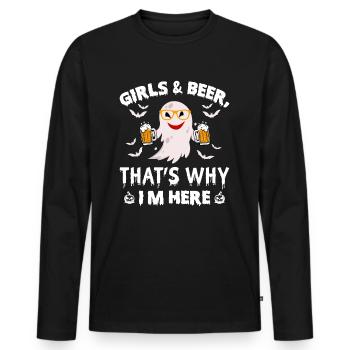 Les filles et la bière, c’est pourquoi je suis là - Funny Ghost Hal - T-shirt manches longues Premium bio Homme - noir - Devant - Nico (187cm)