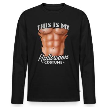 C’est mon costume d’Halloween Halloween drôle bonjour - T-shirt manches longues Premium bio Homme - noir - Devant - Nico (187cm)