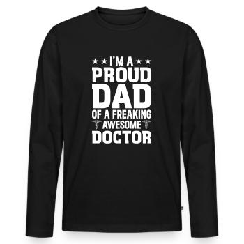 Docteur - Je suis un fier papa d’un doc génial - T-shirt manches longues Premium bio Homme - noir - Devant - Nico (187cm)