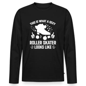 Roller Skates Roller Skating - Sexy Roller Skater - Männer Premium Bio Langarmshirt - Schwarz - Vorne - Nico (187cm)