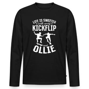 Life Is Sweeter With Every Kickflip And Ollie Skat - Men's Premium Organic Long Sleeve Shirt - black - Front - Nico (187cm)