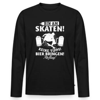 Bin am Skaten! Keine tipps! Bier bringen! - Skateb - Männer Premium Bio Langarmshirt - Schwarz - Vorne - Nico (187cm)