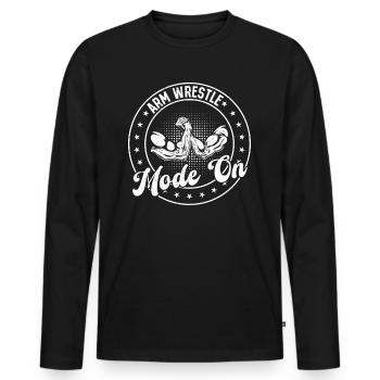 Bras de fer Bras de fer - Mode Bras de fer activé - T-shirt manches longues Premium bio Homme - noir - Devant - Nico (187cm)