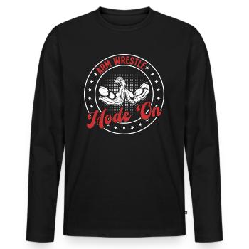 Mode Bras de fer activé - Bras de fer Bras de fer - T-shirt manches longues Premium bio Homme - noir - Devant - Nico (187cm)