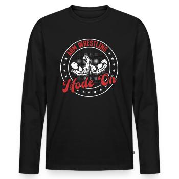 Mode Bras de Fer activé - Bras de fer Bras de fer - T-shirt manches longues Premium bio Homme - noir - Devant - Nico (187cm)