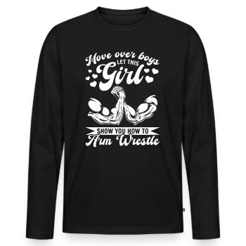 Bras de fer Bras de fer Fille Bras De Fer Fille - T-shirt manches longues Premium bio Homme - noir - Devant - Nico (187cm)