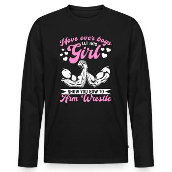 Bras de fer Bras de fer Fille Bras de fer Fille - T-shirt manches longues Premium bio Homme - noir - Devant - Nico (187cm)