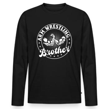Bras de fer Frère Bras de fer Bras de fer Br - T-shirt manches longues Premium bio Homme - noir - Devant - Nico (187cm)