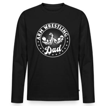 bras de fer papa bras de fer bras de fer papa - T-shirt manches longues Premium bio Homme - noir - Devant - Nico (187cm)