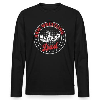 Bras de fer Papa Bras de fer Bras de fer Papa - T-shirt manches longues Premium bio Homme - noir - Devant - Nico (187cm)