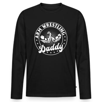 bras de fer papa bras de fer bras de fer papa - T-shirt manches longues Premium bio Homme - noir - Devant - Nico (187cm)