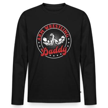 Bras de fer Papa Bras de fer Bras de fer Papa - T-shirt manches longues Premium bio Homme - noir - Devant - Nico (187cm)