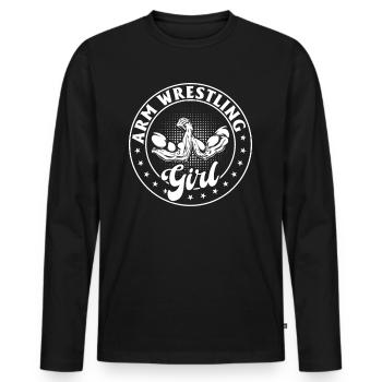 bras de fer fille bras de fer bras de fer fille - T-shirt manches longues Premium bio Homme - noir - Devant - Nico (187cm)