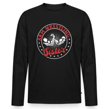 Bras De Fer Soeur Bras De Fer Bras De Fer Sis - T-shirt manches longues Premium bio Homme - noir - Devant - Nico (187cm)