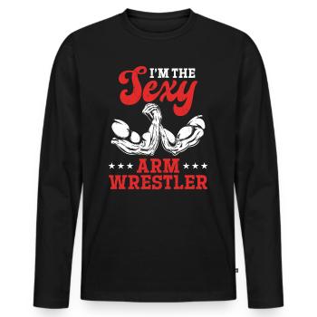 Arm Wrestling - I'm The Sexy Arm Wrestler - Männer Premium Bio Langarmshirt - Schwarz - Vorne - Nico (187cm)