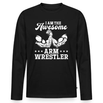 Arm Wrestler Arm Wrestling - I Am The Awesome Arm - Männer Premium Bio Langarmshirt - Schwarz - Vorne - Nico (187cm)