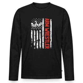 Arm Wrestler Arm Wrestle US Flag Arm Wrestling US - Männer Premium Bio Langarmshirt - Schwarz - Vorne - Nico (187cm)