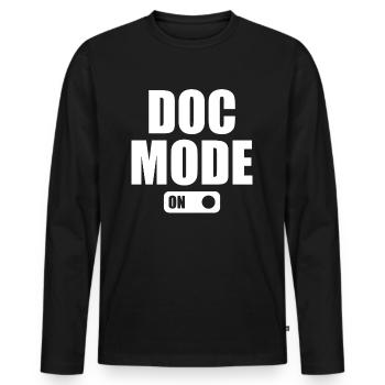 Doc Mode On - Médecin urgentiste d’humour médical - T-shirt manches longues Premium bio Homme - noir - Devant - Nico (187cm)