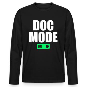 Doc Mode On - Médecin de l’hôpital de l’humour médical - T-shirt manches longues Premium bio Homme - noir - Devant - Nico (187cm)