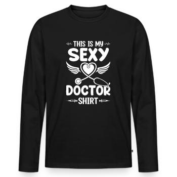 This Is My Sexy Doctor Shirt - Emergency Doctor - Men's Premium Organic Long Sleeve Shirt - black - Front - Nico (187cm)